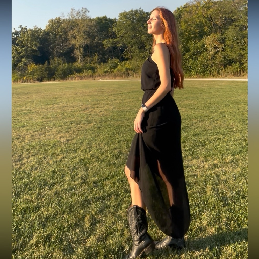 Black Sleeveless high to low Dress
